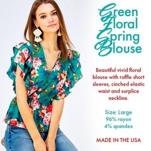 Green Floral Spring Blouse